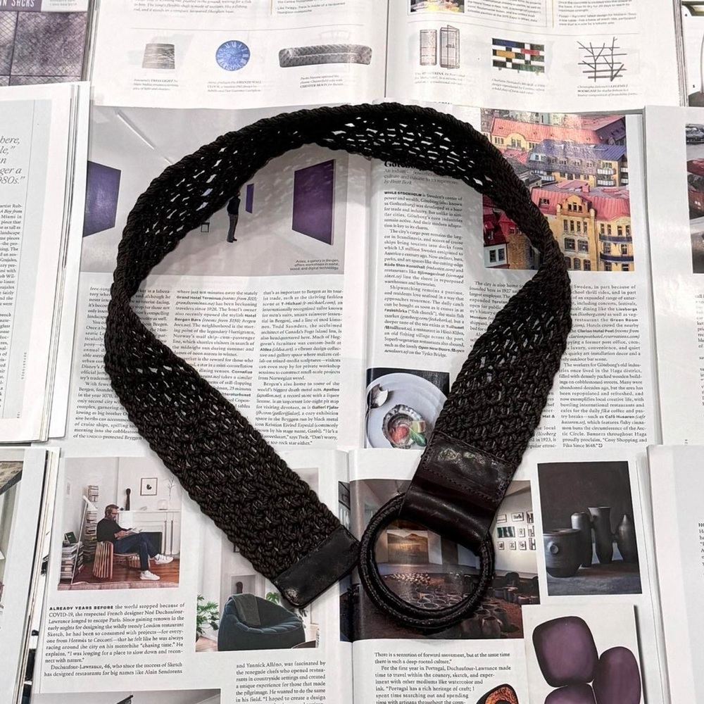 Theory vintage brown authentic leather chic braided belt size S/P